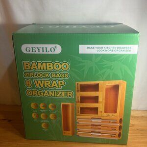 GEYILO 8 in 1 Bag Organizer Storage for Kitchen Drawer Organization, Bamboo Foil